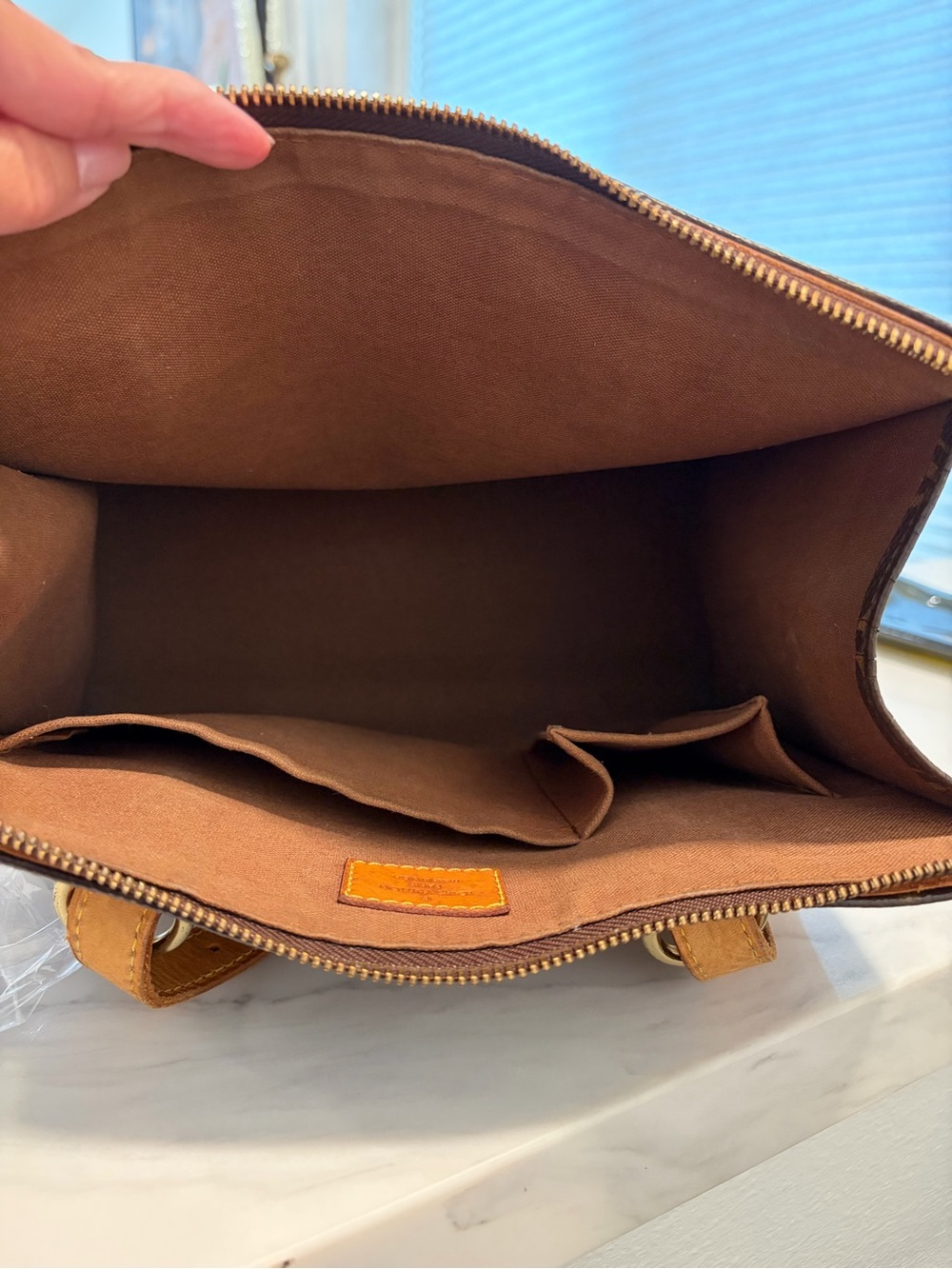 Louis Vuitton Monogram Canvas Tote in Brown and Tan Leather Trim - Picture 10 of 13